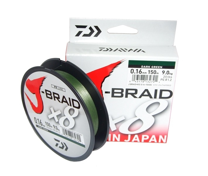 Plecionka Daiwa J-Braid X8 150m D. Green 0,22mm