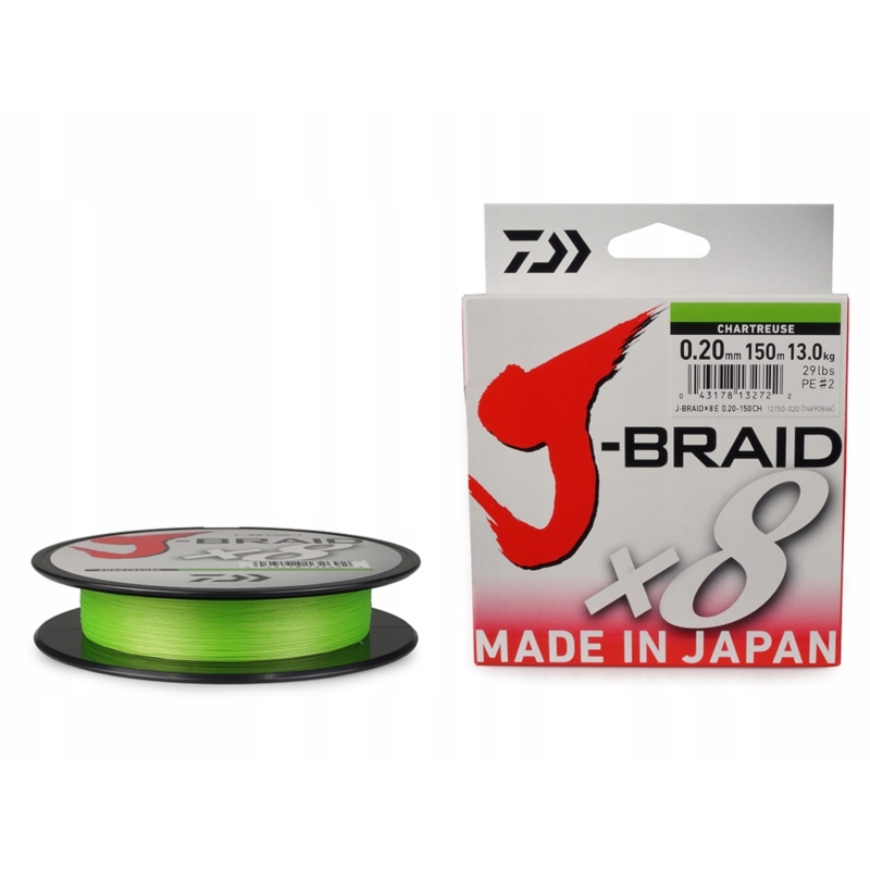 Plecionka Daiwa J-Braid X8 150m Chartreuse 0,22mm