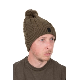 Fox Czapka Zimowa Khaki Knitted Bobble Hat