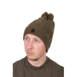 Fox Czapka Zimowa Khaki Knitted Bobble Hat