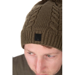 Fox Czapka Zimowa Khaki Knitted Bobble Hat