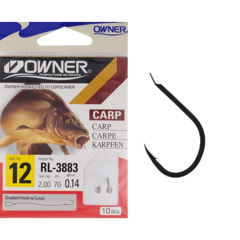 Haczyki Przyponem Owner Iseama RL 70cm Nr12 0,14mm