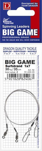 Przypon Surfstrand Big Game 1x7 27kg Dragon 35 cm