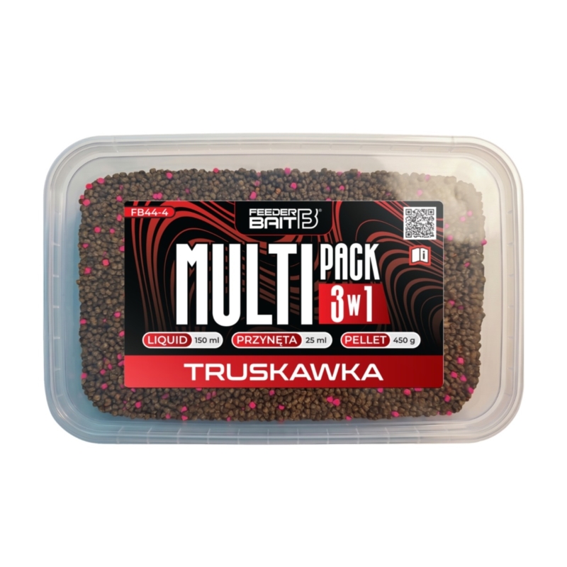 Feeder Bait Pellet Multipack 3w1 Truskawka 450g