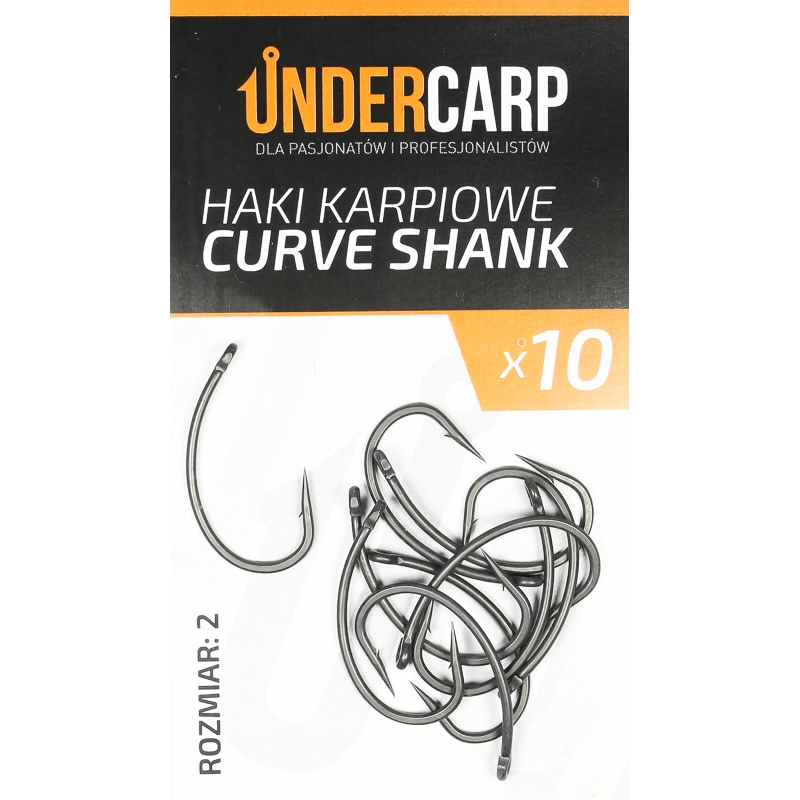 UnderCarp Teflonowe haki karpiowe CURVE SHANK Nr2